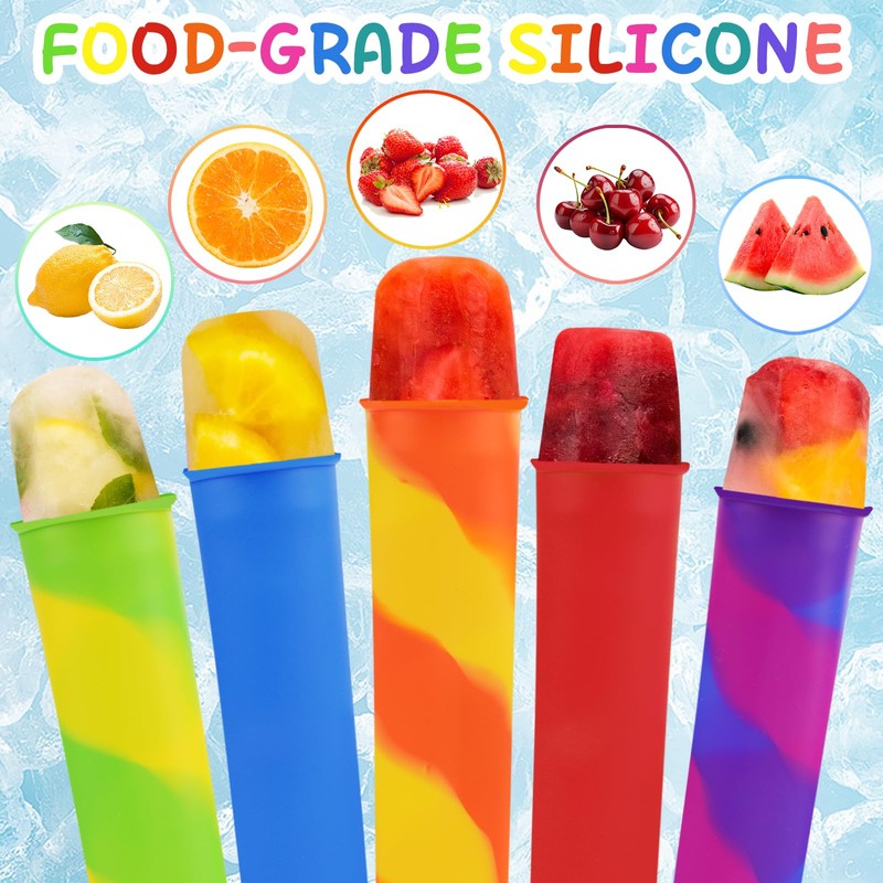 12 Pack Silicone Ice Pop Mold Reusable Silicone Popsicle Molds
