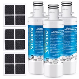 PUREPLUS RWF4700AB Refrigerator Water Filter & Air Filter AF004, 3 Pack