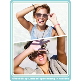 LianSan Bifocal Reading Sunglasses for Women Stylish UV Protection Sun Readers with Spring Hinge Top Clear Eyeglasses(Multicolor S,2.00x)