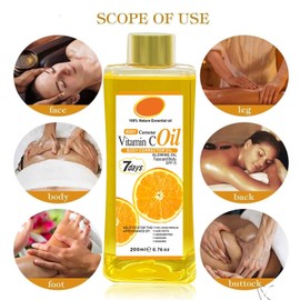 Turmeric Oil, Turmeric Body Oil, Anti-Ageing Skin Care Glow Oil for Face and Body, Turmeric Oil for Moisture, Tightens the Skin, Reduces Fine Lines (200 ml, Orange)