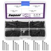 Swpeet 500Pcs 4 Sizes Hardware Nails Assortment Kit, Black Galvanized
