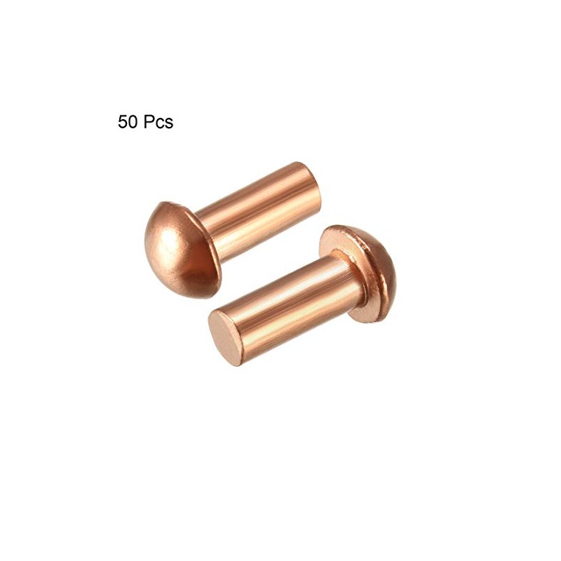 sourcing map 50 Pieces 13/64" x 15/32" Copper Round Head