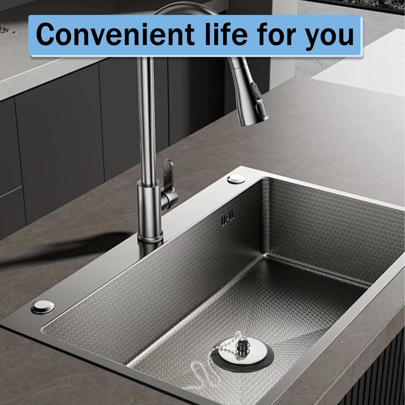 2 PCs Universal Bath Plug with Chain, Bathroom Sink Plug