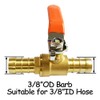 Uenede 2PCS Solid Brass 3/8"OD Barb Ball Valve 2-way Shut-off