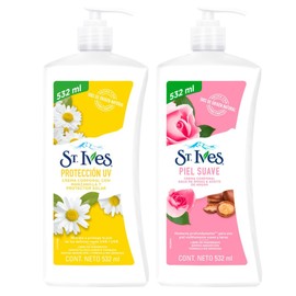 ST IVES crema corporal PROTECCIÓN UV 532ml  ST IVES crema corporal AGUA DE ROSAS 532ml