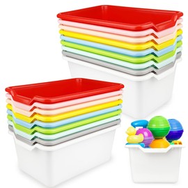 Pansente 18 PCS Plastic Classroom Bins, Bulk Book Bins, Multi Functional Toy Box, Books Binss For Classrooms ，Suitable For School Classrooms Office Home Book Storage