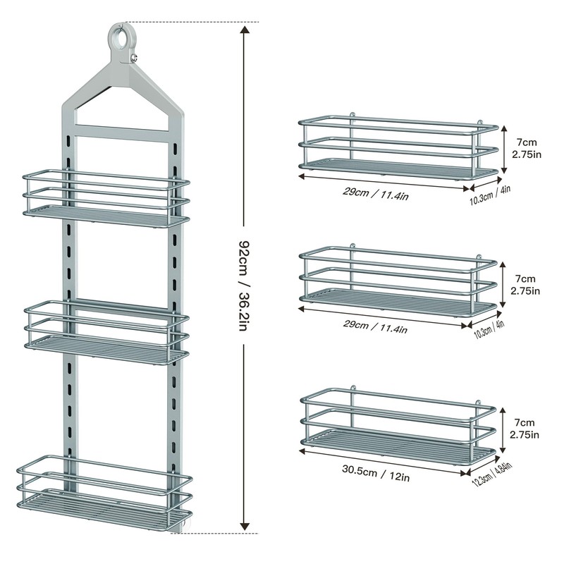 Orimade Adjustable Anti-slip Shower Caddy Overhead, Rustproof Hanging Shower Organizer