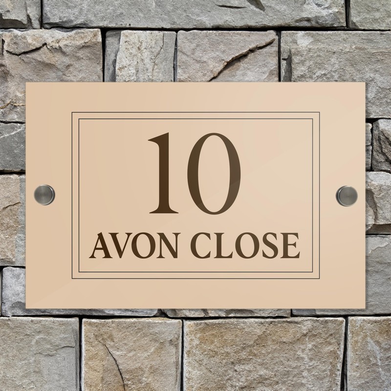 Badgemaster Modern Anthracite/Desert Beige House Number Sign Plaque Stainless Steel