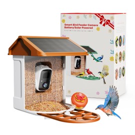 HARYMOR Smart AI Bird Feeder with Camera: Solar-Powered, 2K Live Video, Bird‘s Species Identification, Arrival Alerts, and Motion Capture –Wireless Bird Camera for Watching Birds (Orange)