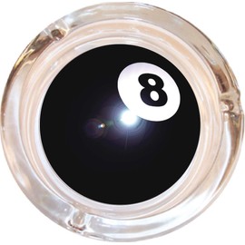 8 Ball Glass Ashtray - 4" Round