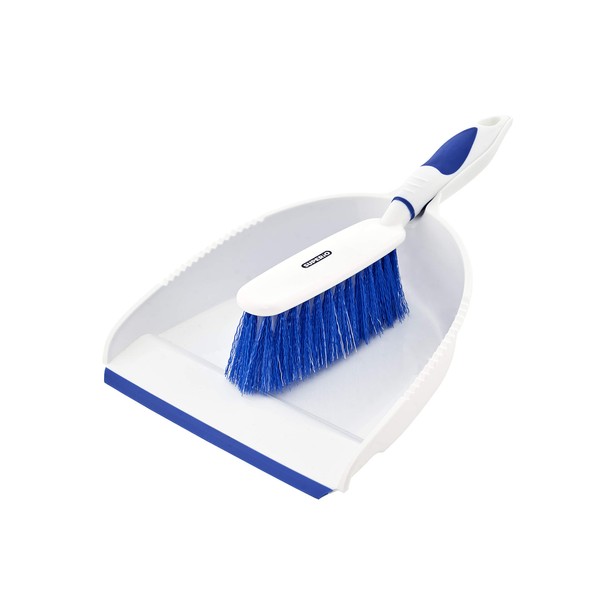 Dustpan and Brush Set, Hand Broom with Ergonomic Grip Handle - Rubber Edge for Easy Dirt Pickup, Durable Material - Hand Brush Helps You Keep Clean Everywhere. by Superio
