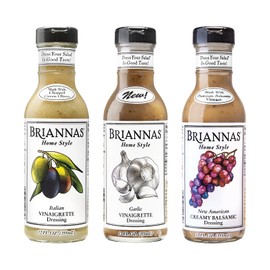 BRIANNAS - Home Style Variety Pack - Italian Vinaigrette, Garlic Vinaigrette, & New American Creamy Balsamic - Made with Premium Ingredient - Gluten Free - 12 oz. Bottles - 3 Pack