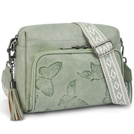 KITEVIUN Vegan Leather Crossbody Bags for Women Butterfly Crossbody Purses Lightweight Women's Shoulder Handbag with Tassel