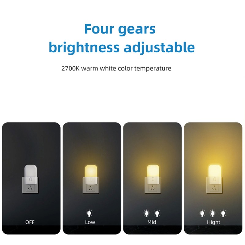 2pcs Intelligent Night Light Dimmable Warm Light 0.5W LED Light