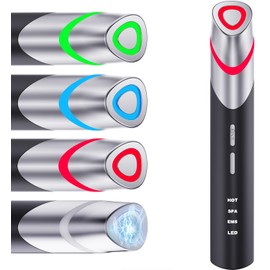 YOSINA AQE-RG All-in-One Facial Beauty Device, EMS Eye Beauty Device, Red, Blue, Green, 3 Color LED, 6 in 1, Home Esthetics, Present, Black