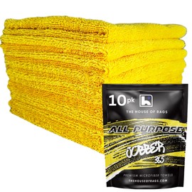 THE HOUSE OF RAGS The Jobber 365 Microfiber Detailing Towels, Exterior and Interior Use, Premium Korean Quality, 16x16 inches, 365 GSM, Yellow, 10 Pack