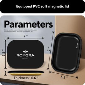 roygra Rolling Tray, Metal Matte Decorative Tray with PVC Soft Magnetic Lid, 7 x 5.5 inch - Orange