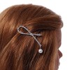Silver Plated Clear Crystal, Simulated Pearl Bead Open Bow Hair