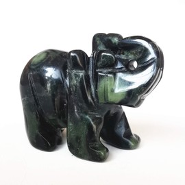 Manekieko Natural Kambaba Jasper Elephant Crystal Decor, Pocket Crystals and Healing Stones Figure 38 mm Room Decoration