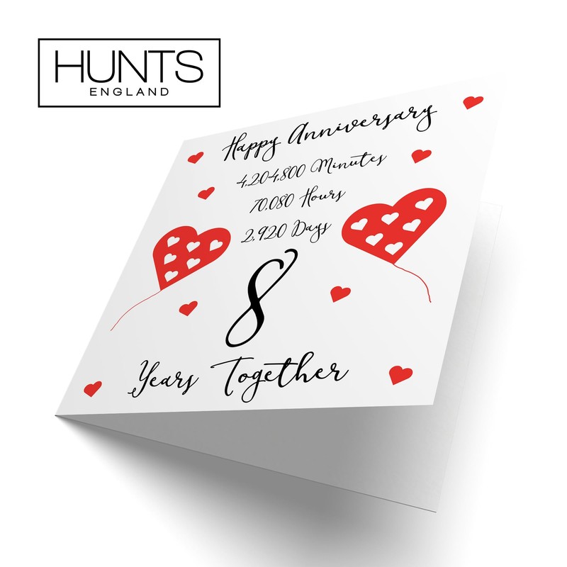 Hunts England - 8th Wedding Anniversary Card - 8 Years