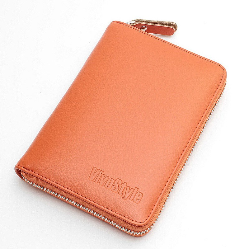 RFID Anti-Theft Magnetic Blocking Genuine Leather Passbook Case (Orange)