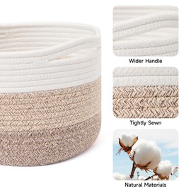 MiniArk Small Storage Basket for Organizing | Cube Shelf Closet Storage Baskets | 9.7×9.7×7.1” Cute Baby Basket for Nursery | Woven Rope Basket Bins | Gift Basket Easter | Round 3 Packs Gradient Brown