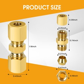 FIFIBANG 10-Piece Brake Line Connector 4.75 mm for Brake Line, 3/16 Inch Brake Line Connector without Flaring Connector, Copper Steel