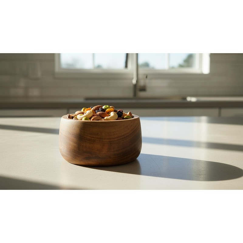 Handmade Wooden Snack Serving & Key Bowl, Decorative Countertop, 4