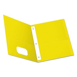 Oxford, 57709, Twin-Pocket Folders with 3 Fasteners, Letter, 1/2 inch Capacity, Yellow, 25/Box, Sold As 1 Box