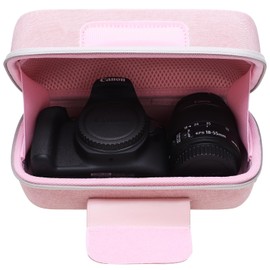 DR·AMIU Camera Case for Canon EOS Rebel T7, R100, R50, R5, R6 Mark II, R7, R8, 90D, 5D Mark IV, Sony, Nikon DSLR/SLR Mirrorless Cameras, 18-55mm Lens with Shoulder Strap, Pink Travel Camera Bag