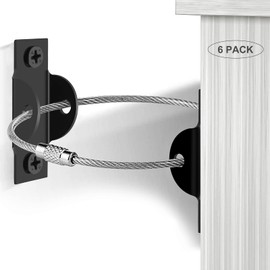 HONZUEN Furniture Straps (6 Packs), Baby Safety Proofing Anti-Tip Metal Furniture Wall Anchor Tether Straps Kit, Falling Furniture Prevention Straps for Furniture Wall Fixing Toddler Pet Safe, Black