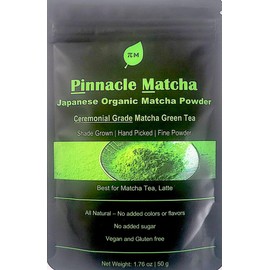 Pinnacle Matcha - Matcha Green Tea Powder - Japanese Ceremonial Grade Organic Matcha from Kagoshima - Hand Picked, Air Dried, Stone Ground - 50g