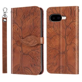 Varohix Wallet Case for Google Pixel10a 2026,Short Strap Lanyard for Pixel 10a Magnetic Closure Case, Pixel 10a PU Leather Shockproof Folio Cover with Cash Pocket Card Holder-Brown