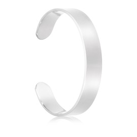 MECCANIXITY Stainless Steel Cuff Bracelet, 10mm Flat Thin Adjustable Open Cuff Bangle Engravable Bracelet Chain with Bag for Mens Womens Christmas Anniversary Jewelry Gift(Silver Tone)