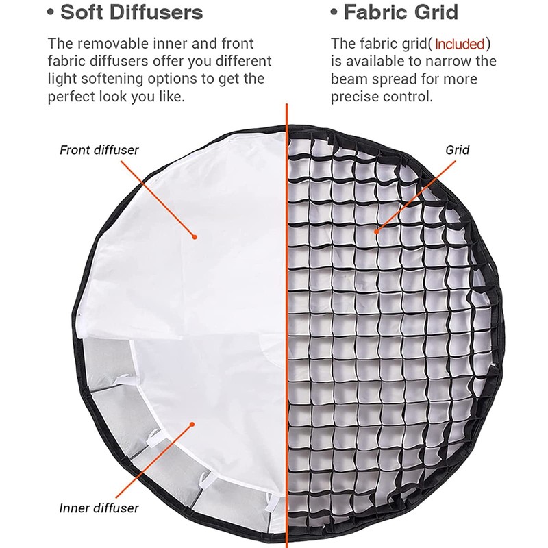 GODOX QR-P90 Soft Box 35.5"/90cm Quick Release Parabolic Softbox +