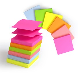 3x3 Inches Pop-up Sticky Notes,6 Bright&Pastel Colors for Refills,Z-Notes for Dispanser