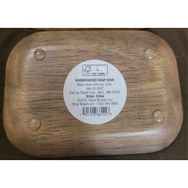 Casaluna Rubber Wood Soap Dish Brown - 100% Wood, With Rubber Feet, Set Of 2