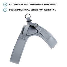 BullyBillows Boomerang Harness, Non-Restrictive, Lightweight, Easy to Put on and Take Off, High Quality Dog Harness with Velcro Fastening Grey