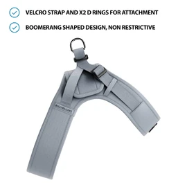 BullyBillows Boomerang Harness, Non-Restrictive, Lightweight, Easy to Put on and Take Off, High Quality Dog Harness with Velcro Fastening Grey