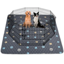 Aitmexcn Washable Puppy Dog Pee Pad, 100% Waterproof Whelping Training Mat for Puppy/Senior Dog, Fast Drying Reusable Puppy Pads for Indoor, Outdoor and Car Travel- 72'' x 72''- 2PCS