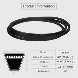 QUARKZMAN Keilriemen Zahnriemen 3V810 Gummi Antriebsriemen 810"/2057mm Teilungslänge 0,3"/8mm Dicke Flachriemen Gummiübertragungsriemen Antriebskeilriemen für Kraftübertragung