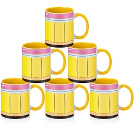 Didaey 6 Pcs Back to School Teacher Appreciation Gifts 11oz Crayon Pencil Notebook Line Coffee Cups Bulk First Day of Student Gifts Ceramic Coffee Mugs for Preschool Kindergarten(Pencil)