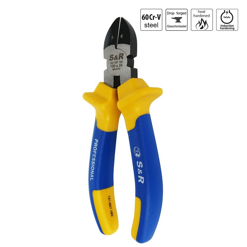 S&R Side cutter 180 x 24mm, Cr.-V with multi-component sleeves