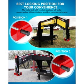 Aupar Patent-Designed Gooseneck Trailer Lock | Secure Your Trailer with Two Lock Positions | Red