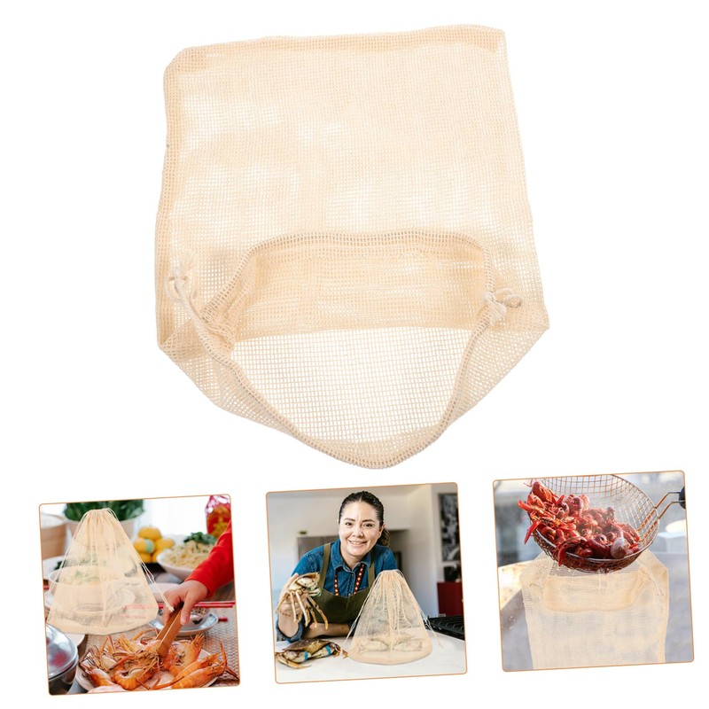 COLLBATH 4pcs Reusable Seafood Cooking Bags Thread Steam Bags for