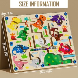 SUPRROW Magnetic Game Labyrinth Toy, Montessori Toy, Numbers Colours Learning Sorting Game, Dinosaur Magnetic Game for Children for 3 4 5 6 7 8+ Years Girls Boys Birthday Christmas