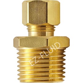 (1) EZ-Fluid 5/16" Comp. x 1/2" MIP Male Adapter Reducing Union Coupling Fittings Connector,Compression x NPT,LF Brass Compression Tube Fitting Safe for Drinking water Plumbing