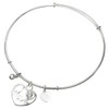 Sterling Silver Cubic Zirconia Love Heart Dangle Charm Bangle Bracelet,