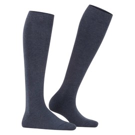 ESPRIT Women's Basic Pure W Kh Cotton With Soft Tops 1 Pair Knee-High Socks, Blue Navy Melange 6490, 5.5-8