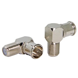 Coax Quick Connect, 2 Pack Right Angle F Male to Female Push On Adapter Connector, for Wall Mounted TV, Modem, Wall Plate, RV Satellite Receiver